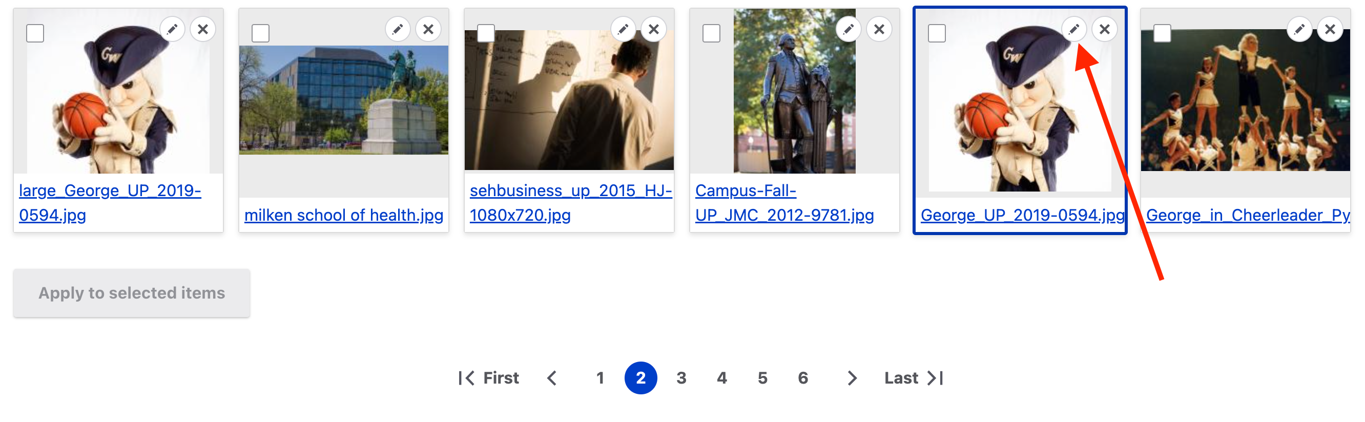 drupal screenshots highlighting the image edit icon