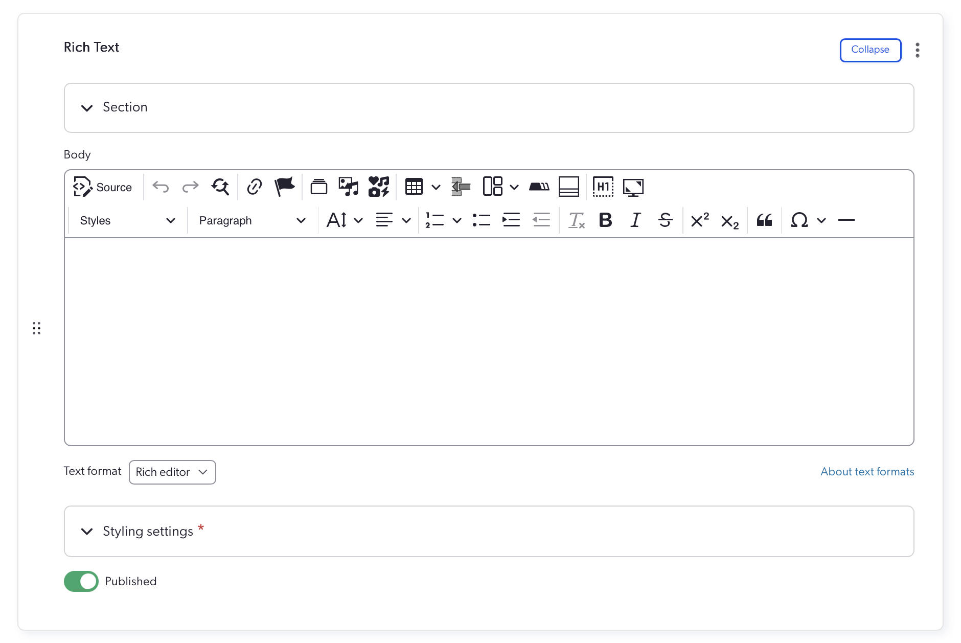 screenshot of advanced page rich text editor screenshot of advanced page rich text editor